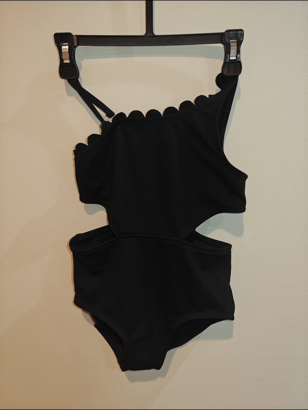 Art Class Black Girls' Scallop One-Piece Swimsuit with Removable Strap 6/7